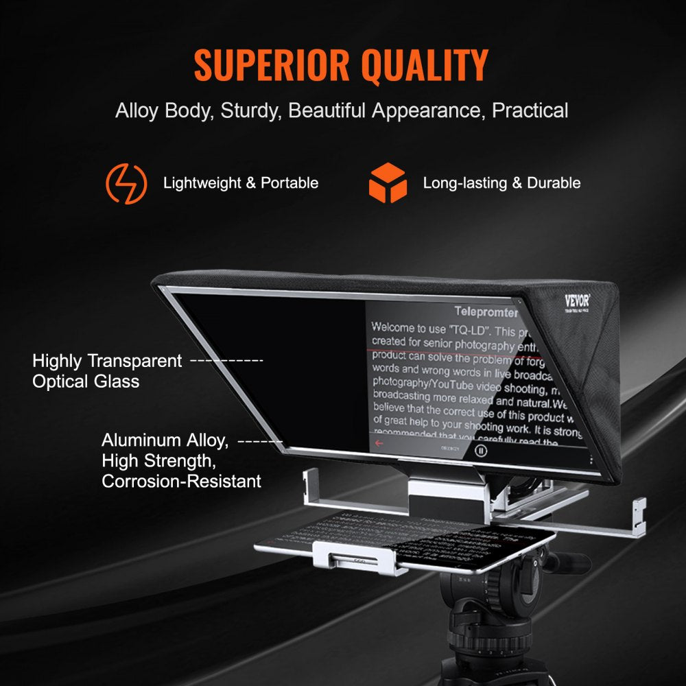 16`` Floor Type Teleprompter Remote for Webcam Smartphone Live Streaming