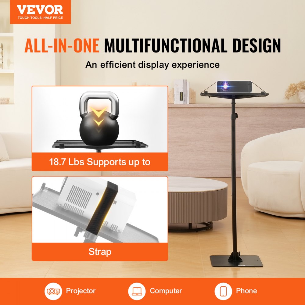 Projector Stand Projector Floor Stand Adjustable Height from 30.3 to 63.4"