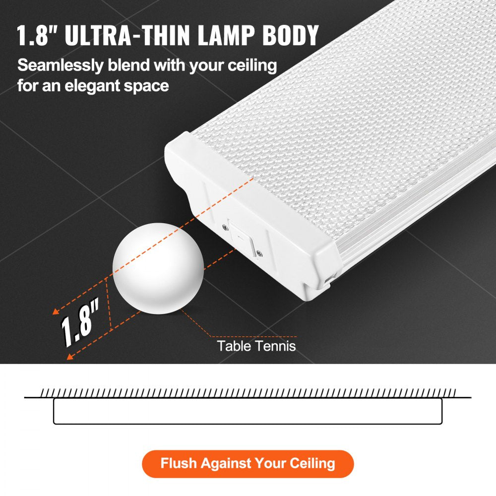 4FT LED Wraparound Light, 40W, 4500LM Flush Mount LED Shop Light, 6500K Daylight LED Kitchen Ceiling Lighting Fixtures, for Garage Office Laundry Craft Room Fluorescent Tube Replacement, ETL