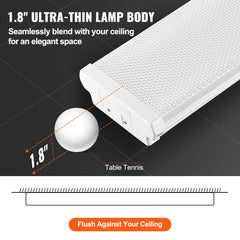4FT LED Wraparound Light, 40W, 4500LM Flush Mount LED Shop Light, 6500K Daylight LED Kitchen Ceiling Lighting Fixtures, for Garage Office Laundry Craft Room Fluorescent Tube Replacement, ETL