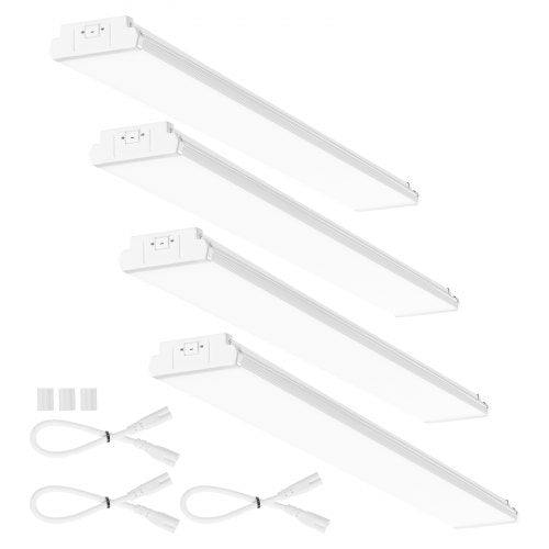 4FT LED Wraparound Light, 50W, 5500LM Flush Mount LED Shop Light, 4 Pack 6500K Daylight LED Kitchen Ceiling Lighting Fixtures, for Garage Office Laundry Fluorescent Tube Replacement, ETL Listed