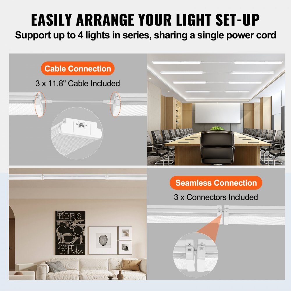 4FT LED Wraparound Light, 50W, 5500LM Flush Mount LED Shop Light, 4 Pack 6500K Daylight LED Kitchen Ceiling Lighting Fixtures, for Garage Office Laundry Fluorescent Tube Replacement, ETL Listed