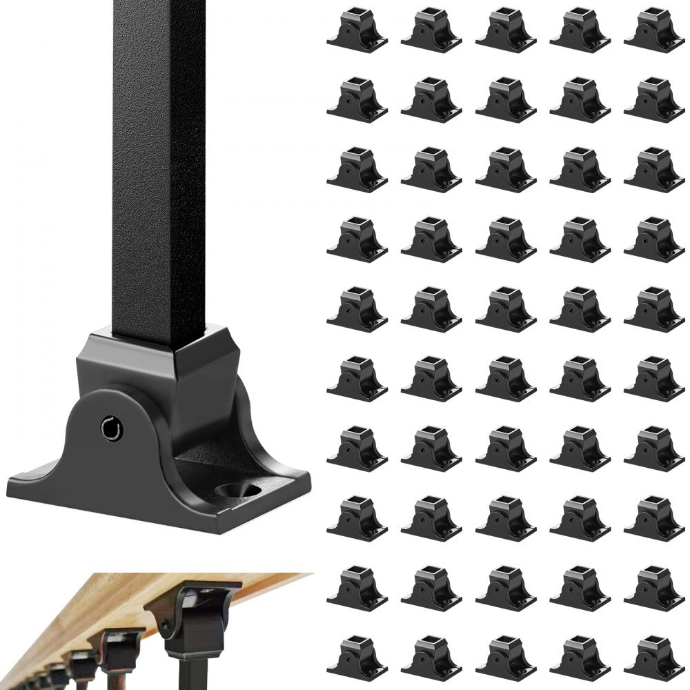 Aluminum Alloy Baluster Shoes Square Balusters Baluster Wrought Spindles for Staircase Slant Shoes with Screw Holes for Use with 1/2 Inch Staircase Balusters, Spray Coated Black (50 Pcs)