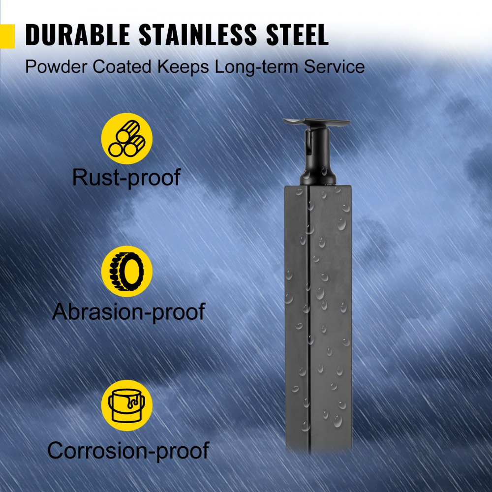 Bostome 42" black stainless steel cable railing post with adjustable bracket for stair handrail.