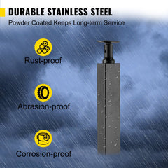 Black 42-inch holeless cable railing post made of SUS304 stainless steel with a sleek design.