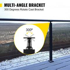 Bostome 42" black holeless cable railing post made of rust-resistant SUS304 stainless steel.