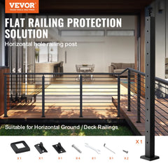 42-inch black stainless steel cable railing post with pivot bracket and hardware.