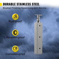 Bostome 42" stainless steel cable railing post with adjustable bracket and pre-drilled holes.