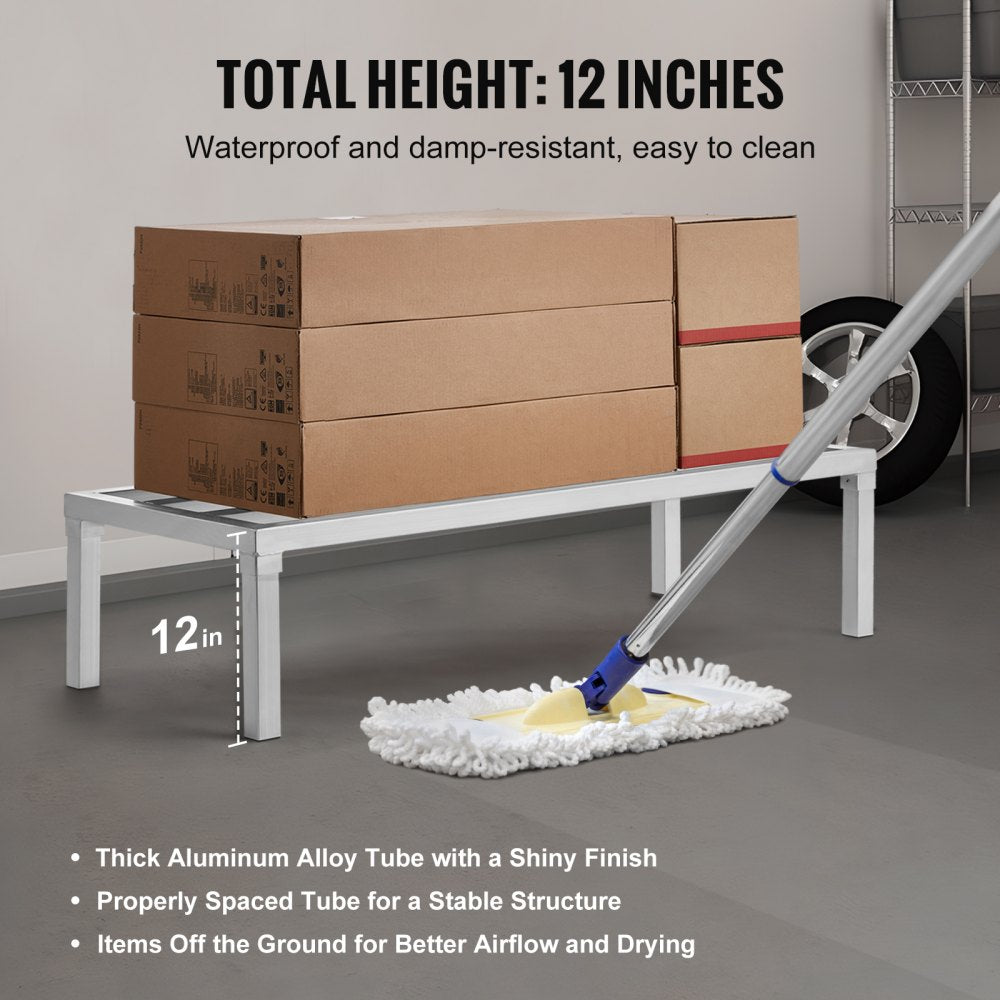 Newly Upgraded！ Aluminum Dunnage Rack Stationary Dunnage Rack 48” x 20” x 12” Storage Rack