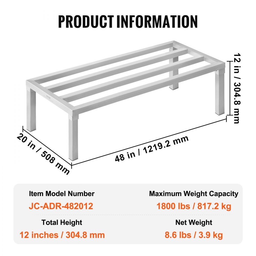 Newly Upgraded！ Aluminum Dunnage Rack Stationary Dunnage Rack 48” x 20” x 12” Storage Rack
