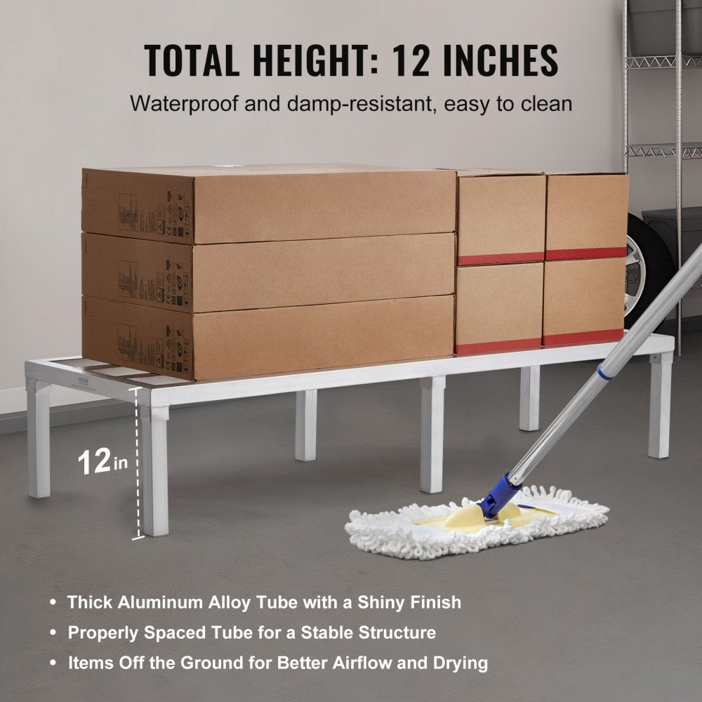 Newly Upgraded！ Aluminum Dunnage Rack Stationary Dunnage Rack 60” x 20” x 12” Storage Rack