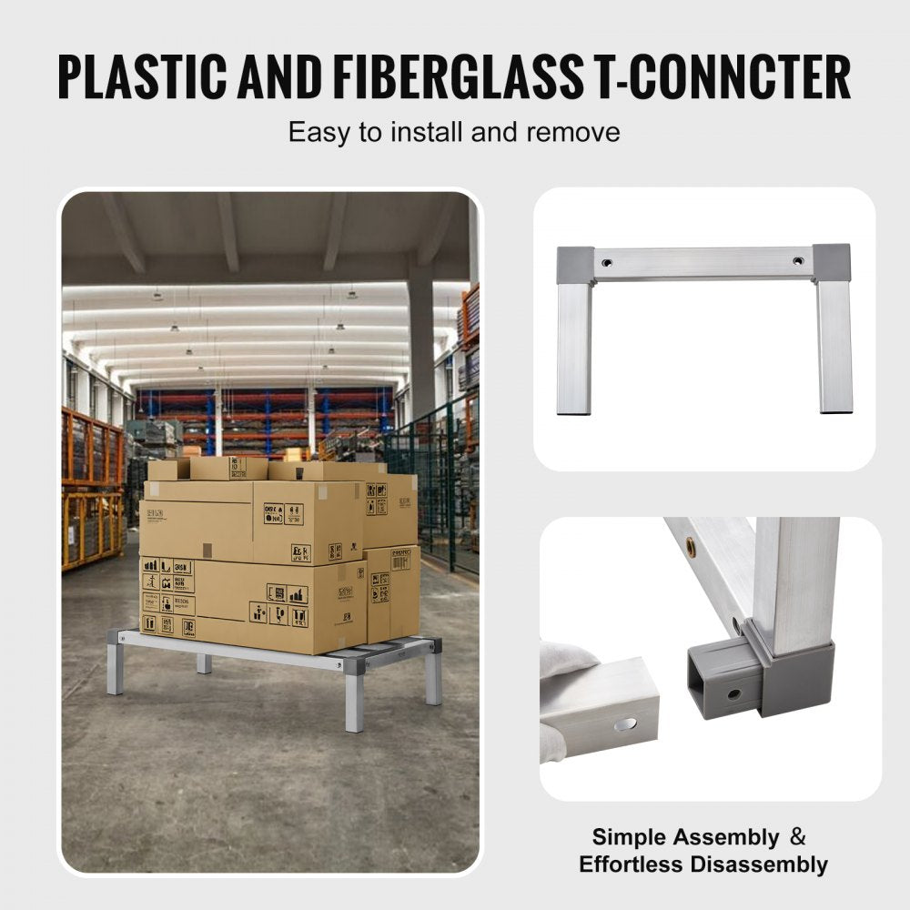Newly Upgraded！ Aluminum Dunnage Rack Stationary Dunnage Rack 36” x 20” x 8” Storage Rack