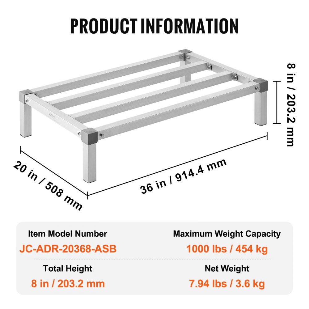 Newly Upgraded！ Aluminum Dunnage Rack Stationary Dunnage Rack 36” x 20” x 8” Storage Rack