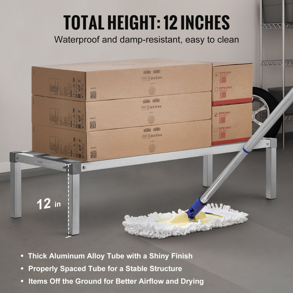 Newly Upgraded！ Aluminum Dunnage Rack Stationary Dunnage Rack 48” x 20” x 12” Storage Rack