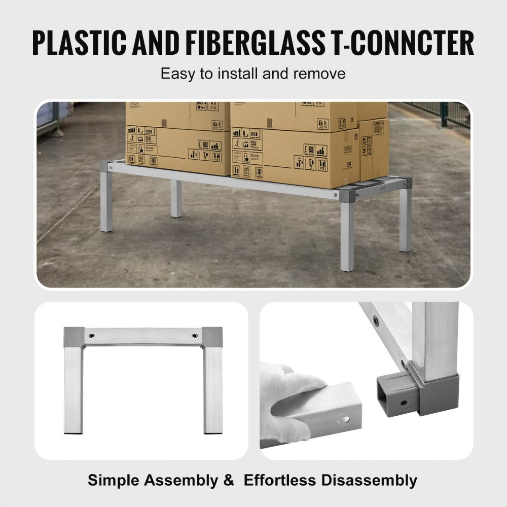 Newly Upgraded！ Aluminum Dunnage Rack Stationary Dunnage Rack 48” x 20” x 12” Storage Rack