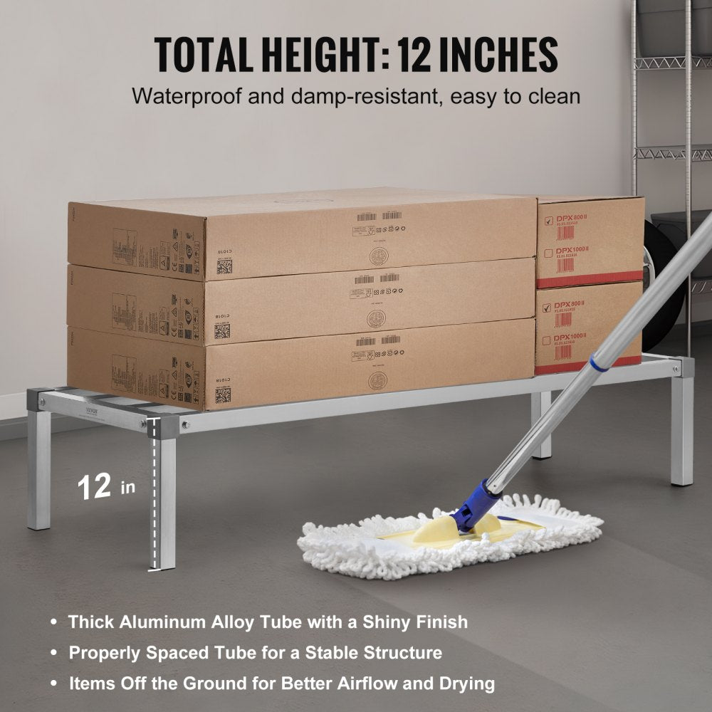 Newly Upgraded！ Aluminum Dunnage Rack Stationary Dunnage Rack 60” x 20” x 12” Storage Rack