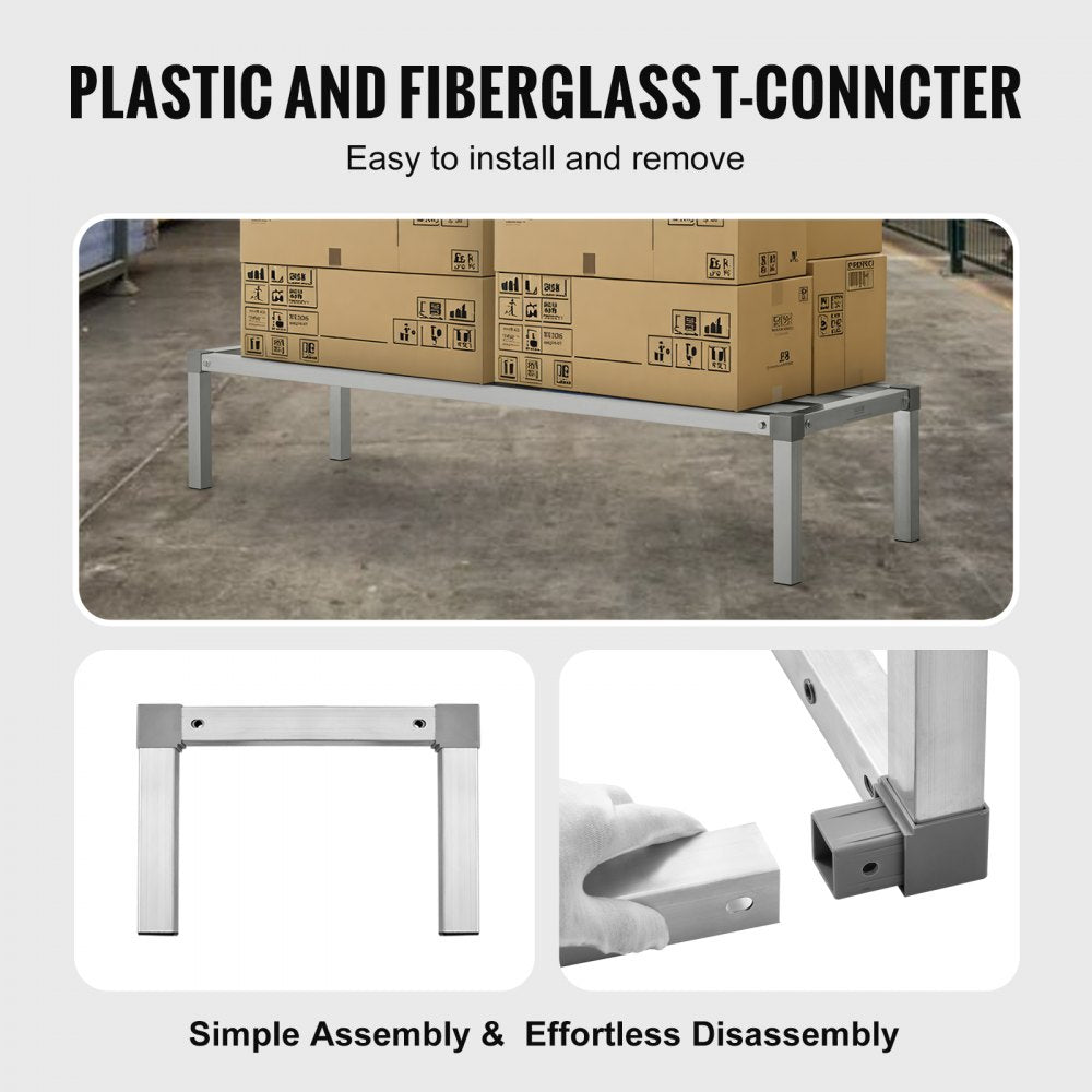Newly Upgraded！ Aluminum Dunnage Rack Stationary Dunnage Rack 60” x 20” x 12” Storage Rack