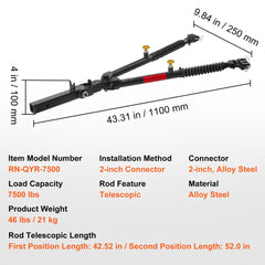 Tow Bar Bumper Mount Tow Bar 7500 lbs Fits 2-inch Connector with Ropes
