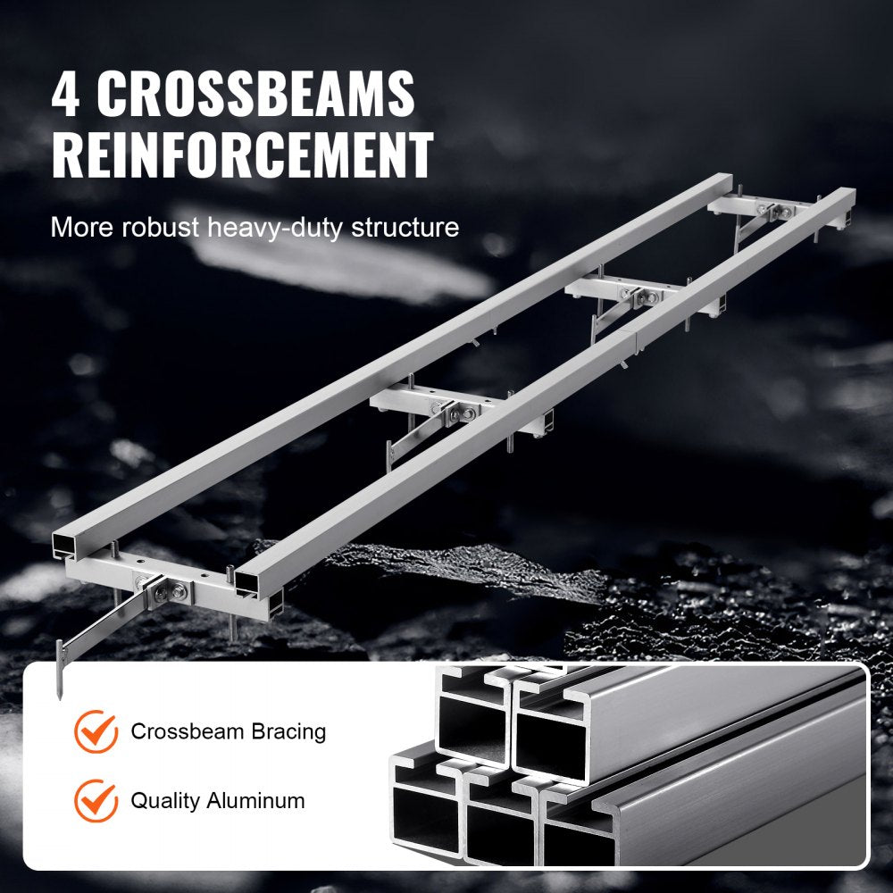 Aluminum 9 ft adjustable chainsaw mill rail guide with four crossbeams and clamps
