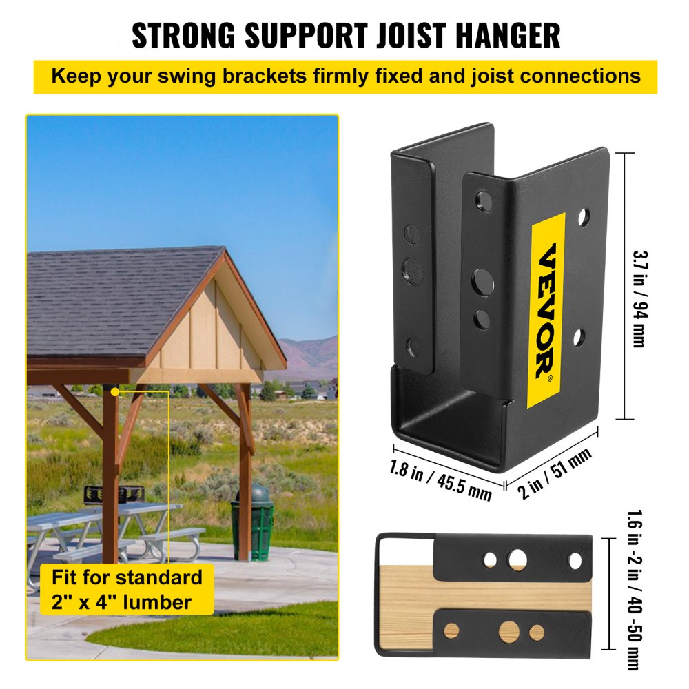 Concealed Joist Hanger, 2"x4" Outdoor Accent Concealed-Flange, Pack of 24 Concealed Joist Bracket, Q235 Steel Plate Powder-Coated Concealed Face Mount Joist Hanger for 2"x4" Beam Swing, 3.7"