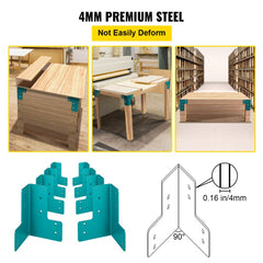 Workbench Corner Brackets, 5mm Thick Steel Shop Table Bracket Kit, 8 PCs Workbench Bracket Kit, Right Angle Shop Table Corner Brackets w/Hardware Kit, Joint Fastener for Desk Edge, Family DIY