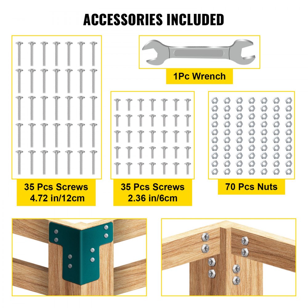 Workbench Corner Brackets, 5mm Thick Steel Shop Table Bracket Kit, 8 PCs Workbench Bracket Kit, Right Angle Shop Table Corner Brackets w/Hardware Kit, Joint Fastener for Desk Edge, Family DIY