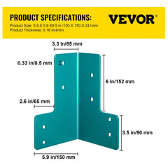 Workbench Corner Brackets, 5mm Thick Steel Shop Table Bracket Kit, 8 PCs Workbench Bracket Kit, Right Angle Shop Table Corner Brackets w/Hardware Kit, Joint Fastener for Desk Edge, Family DIY