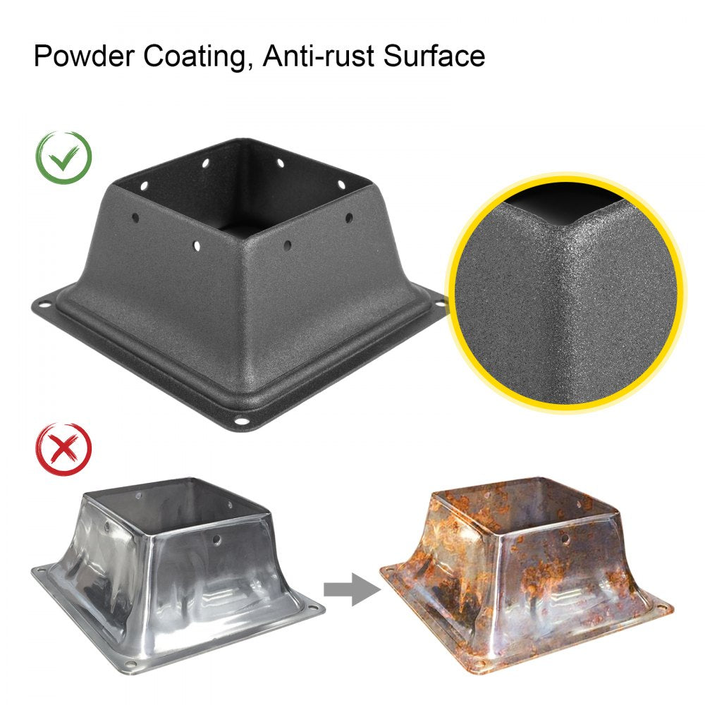 Deck Post Base 10 PCS Post Base Skirt 4 x 4" (Internal 3.38x3.38") Post Support Flange 2.5 LBS Deck Post Skirt Black Powder-Coated Decking Post Base Wood Post Anch for Deck Support Porch Railing