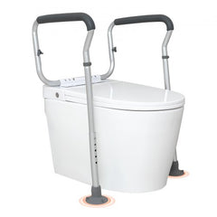 Toilet Safety Rail, Bathroom Toilet Seat Frame, Adjustable Width & Height Fit Most Toilets, Supports 300lbs, Toilet Handles Grab Bars with Padded Armrests for Handicap, Disabled, Seniors