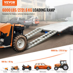 72" x 15" Aluminum Ramps 6000 LBS Capacity Loading Ramps 2PCS