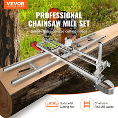 Bostome portable chainsaw mill with 9ft aluminum rail guide for precise lumber cuts.