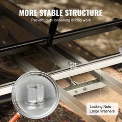 Bostome portable chainsaw mill with a 9ft aluminum rail guide for precise lumber cuts.