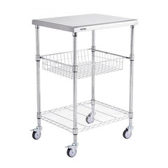 3-Tier Utility Cart Rolling Cart on Wheels 24"x20"x36.6" 470 LBS 6 Hooks