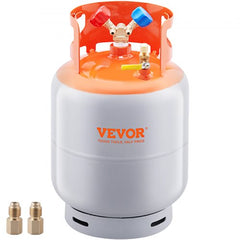 Refrigerant Recovery Tank, 50 LBS Capacity, 400 psi Portable Cylinder Tank with Y-Valve for Liquid/Vapor, High-sealing Recovery Can for R22/R134A/R410A, Orange+Gray