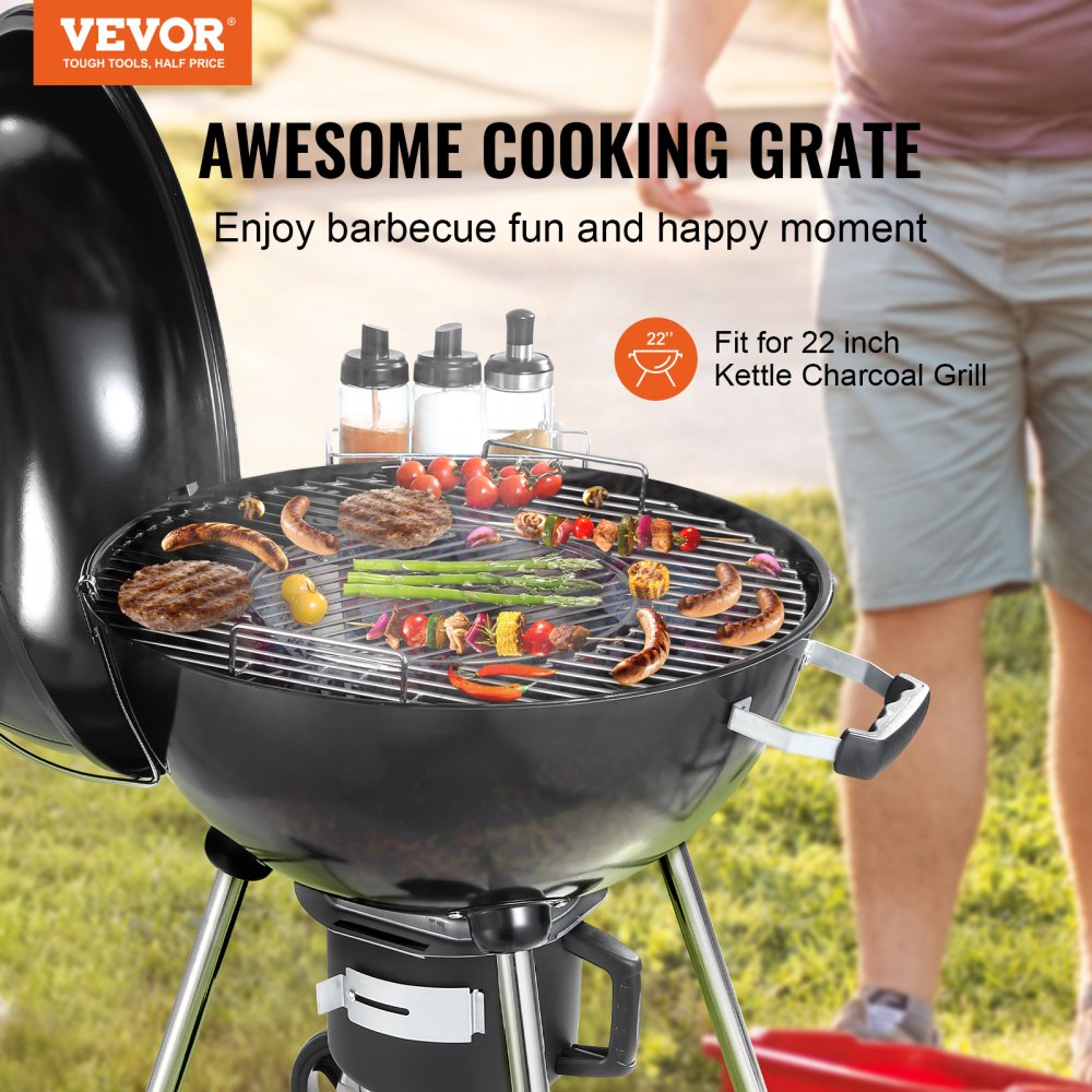 21 Inch Cooking Grate for 21 inch Kettle Grill, Round Replacement Charcoal Grates, Iron Gas Grill Replacement Parts for Outdoor Cooking, Barbecue Camping, Picnic, Patio and Backyard, Silver