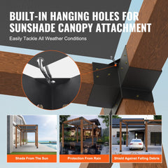 Pergola Bracket Kit 6``x6``, 2pcs 4-Way Heavy Duty Corner Bracket Woodworks DIY Post Base Kit, Easy Installation Wooden Beams for Gazebos, Patio Pergolas, Log Cabin Outdoor Pergola Hardware