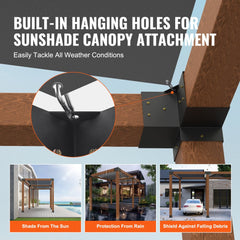 Pergola Bracket Kit 6``x6``, 8pcs 3-Way Heavy Duty Corner Bracket Woodworks DIY Post Base Kit, Easy Installation Wooden Beams for Gazebos, Patio Pergolas, Log Cabin Outdoor Pergola Hardware