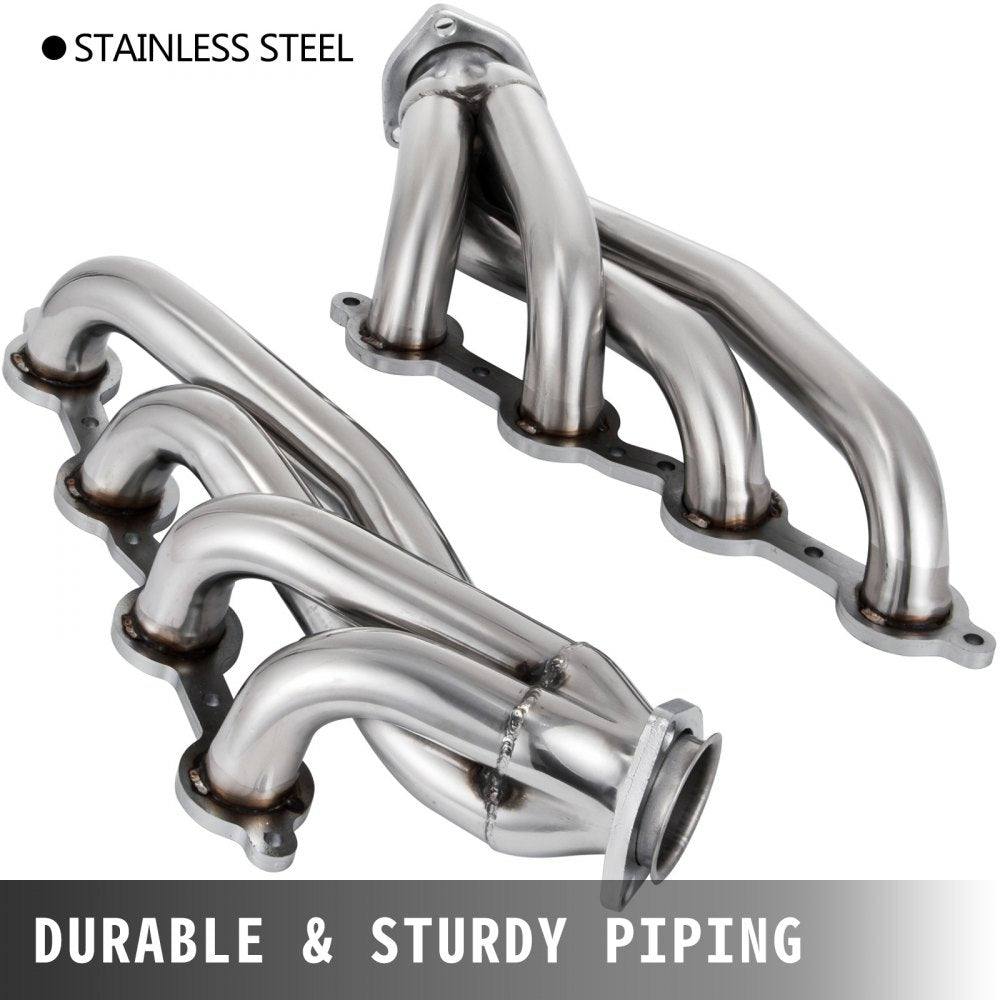 Exhaust Header Set 1 3/4" Exhaust Turbo Headers, Stainless Steel Exhaust Manifold Headers, Shorty Engine Conversion LS Swap Exhaust Headers for Chevy LS1 LS2 LS3 LS6 LS10 SUV/Truck Car