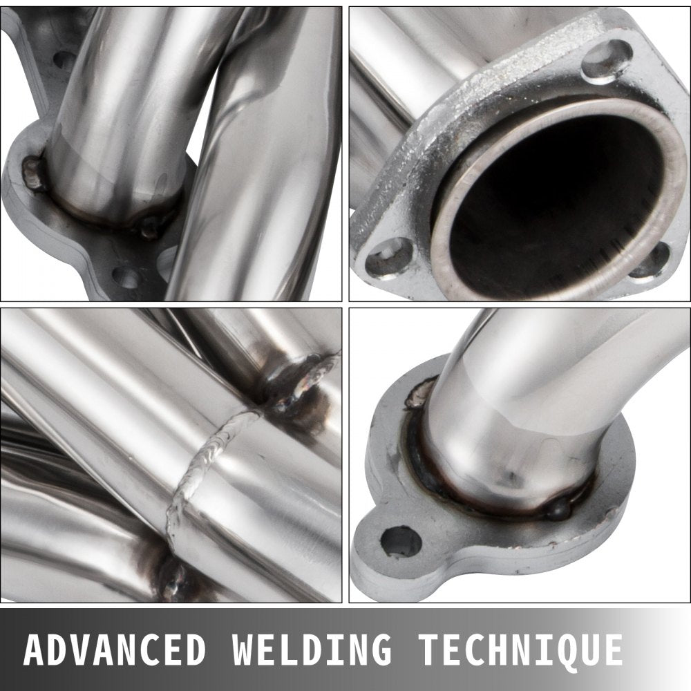 Exhaust Header Set 1 3/4" Exhaust Turbo Headers, Stainless Steel Exhaust Manifold Headers, Shorty Engine Conversion LS Swap Exhaust Headers for Chevy LS1 LS2 LS3 LS6 LS10 SUV/Truck Car