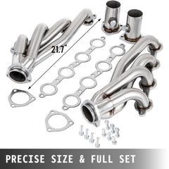 Exhaust Header Set 1 3/4" Exhaust Turbo Headers, Stainless Steel Exhaust Manifold Headers, Shorty Engine Conversion LS Swap Exhaust Headers for Chevy LS1 LS2 LS3 LS6 LS10 SUV/Truck Car