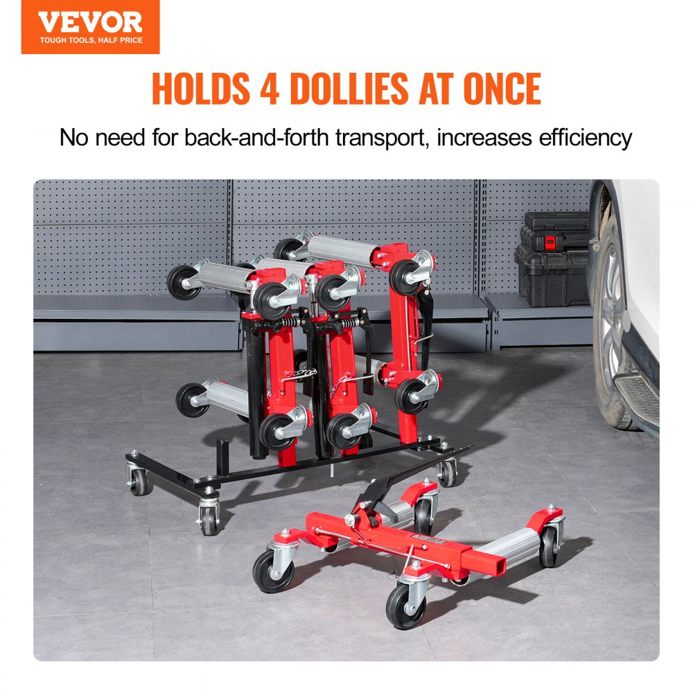 Car Dolly Rack Hydraulic Trolley Jack Stand Organizer 4-Dolly Capacity