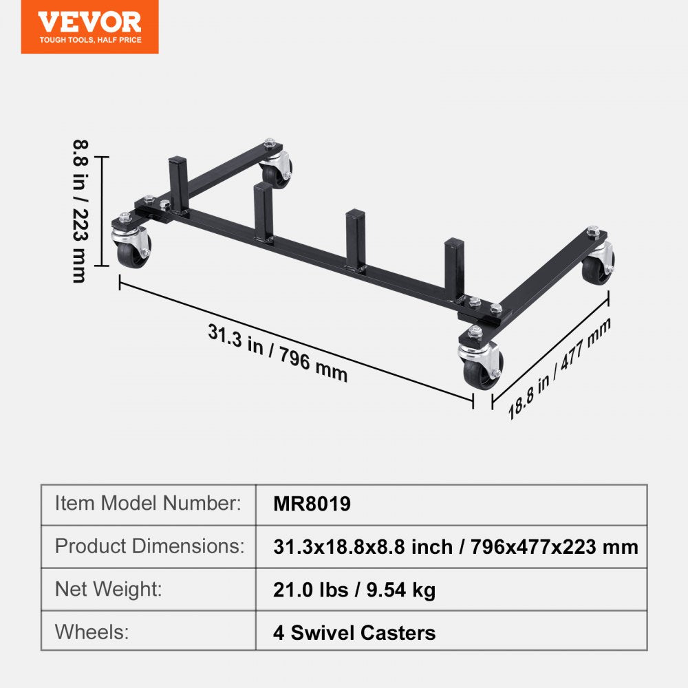 Car Dolly Rack Hydraulic Trolley Jack Stand Organizer 4-Dolly Capacity