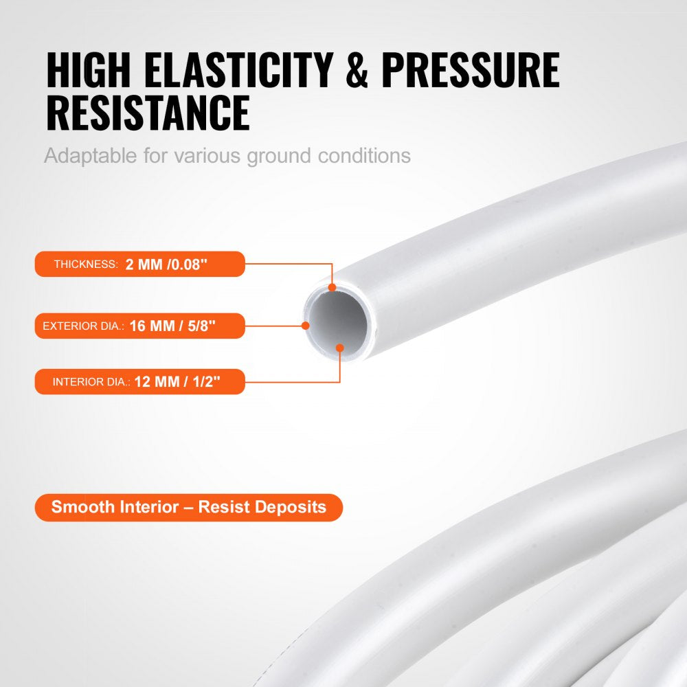 Bostome PEX-AL-PEX Pipe, 5/8" diameter, 328ft length, designed for radiant floor heating systems.