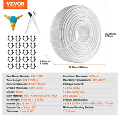 656ft coil of 5/8-inch PEX-AL-PEX tube with oxygen barrier and aluminum layer.