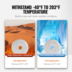 A white coiled tube is shown in two scenarios: one with flames in a desert and one with ice in a cave.