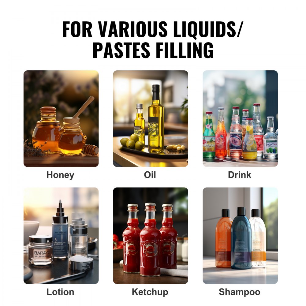 Manual Paste Liquid Filling Machine, 5-50ml Bottle Filler, Adjustable Bottle Filling Machine, Stainless Steel Liquid Filler with Hopper for Milk Water Juice Essential Oil Shampoo Cosmetic Honey