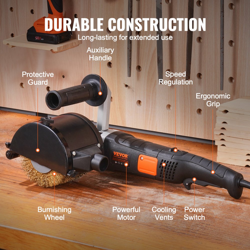 Burnishing Polishing Machine 1300W 6-Speed Electric Metal Polisher Sander