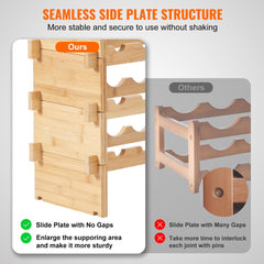 72 Bottle Upgrade Modular Wine Rack Bamboo Wood Display Shelf 8-Tier