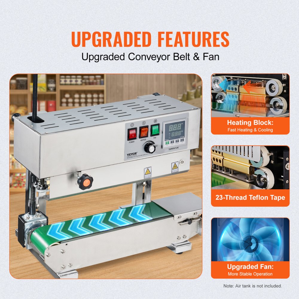 Continuous Bag Band Sealing Machine Vertical Band Sealer Stainless Steel