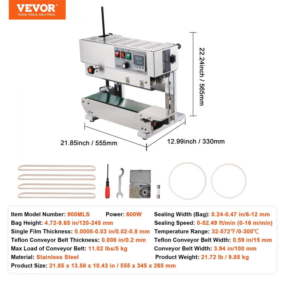 Continuous Bag Band Sealing Machine Vertical Band Sealer Stainless Steel
